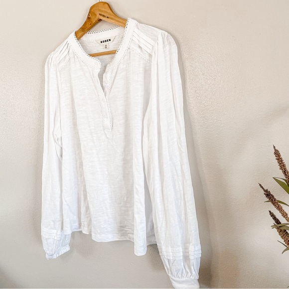 Boden | Henrietta Pintuck Henley Top in White, EUC, size 14 - Picture 6 of 13